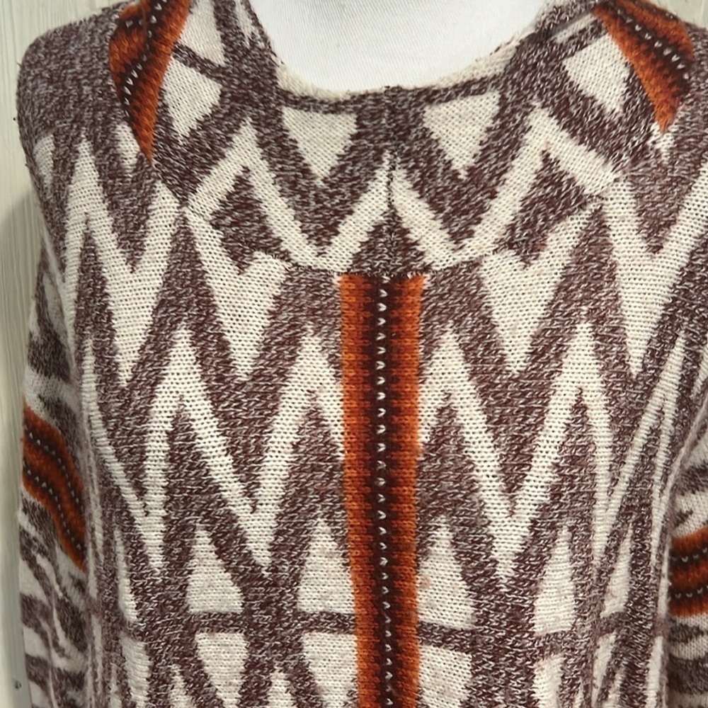Shrinking Violet Brown Orange Patterned Hooded Sw… - image 2